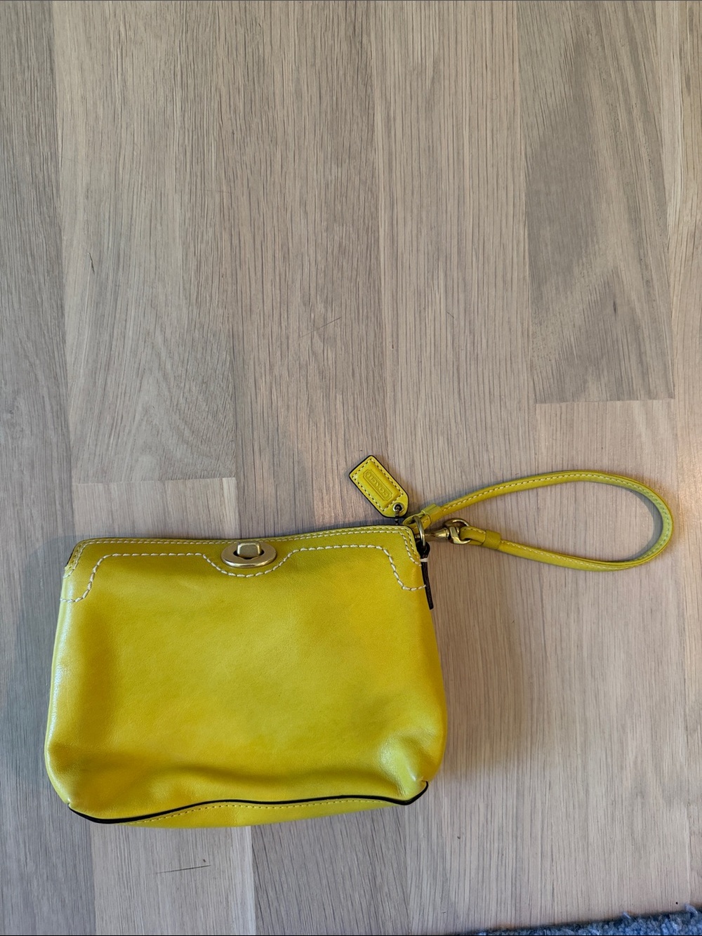 Coach Yellow Leather Wristlet